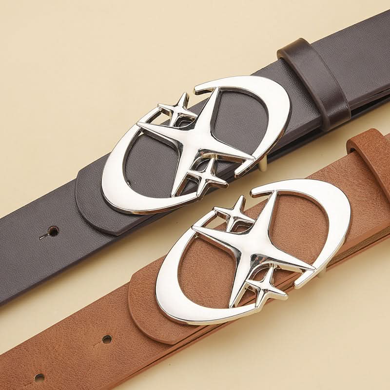 Men’s Star Buckle Leather Belt – Retro Gothic Style