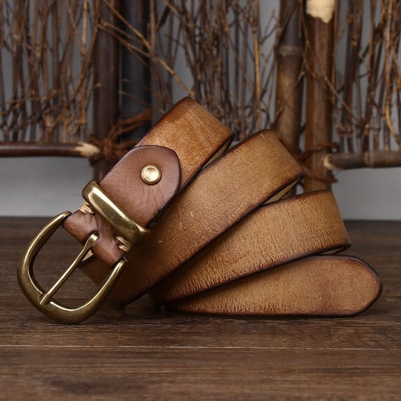 Men's Vintage Retro Leather Belt – Pin Buckle