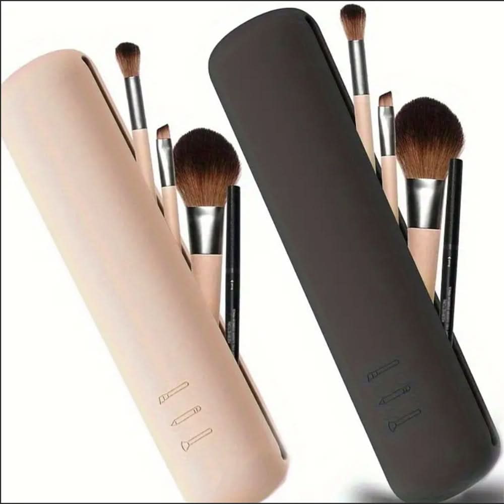 Silicone Makeup Brush & Eyebrow Pencil Storage Box – Portable & Dustproof Organizer