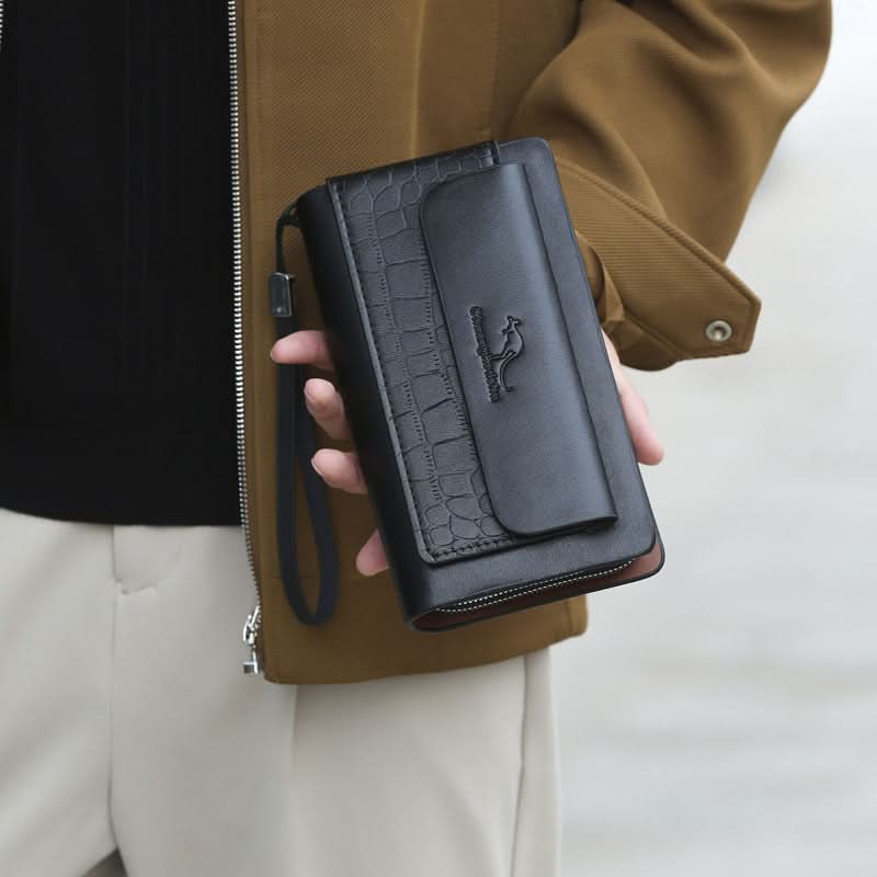 Men's PU Leather Business Clutch – Double Zipper