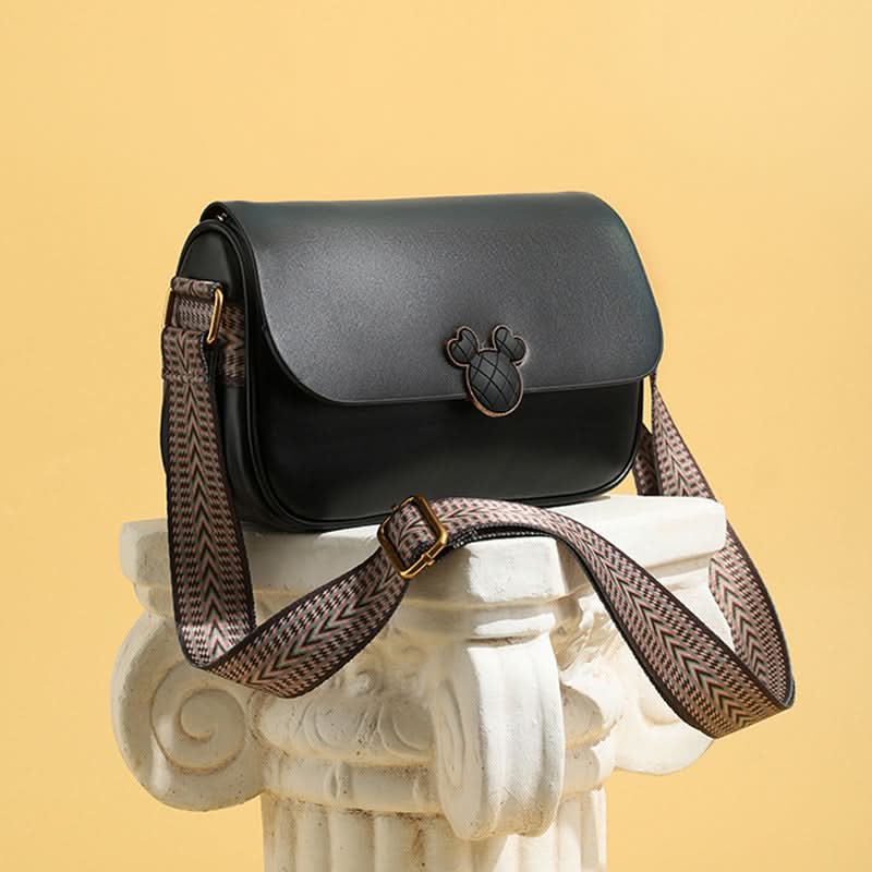 Women's Retro Small Square Leather Crossbody Bag – with Wide Strap