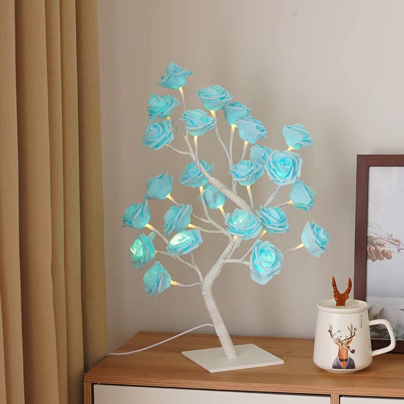 USB LED Rose Tree Lamp – 20-Bead Romantic Light for Home Decor, Tabletop Accent