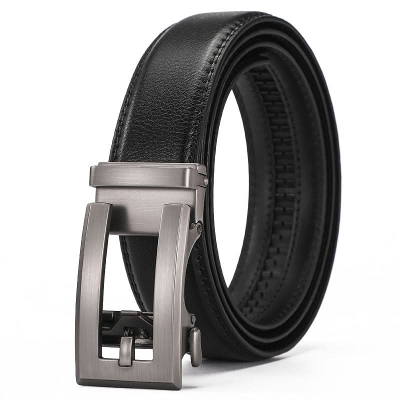 Men’s Leather Automatic Buckle Belt – With Alloy Ratchet Buckle