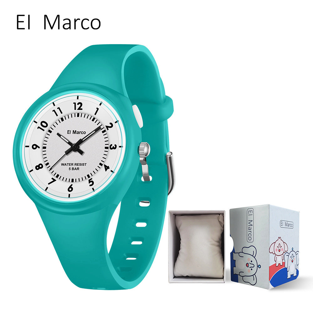 EL Marco Luminous Waterproof Quartz Watch – Kids Fashion Student Wristwatch