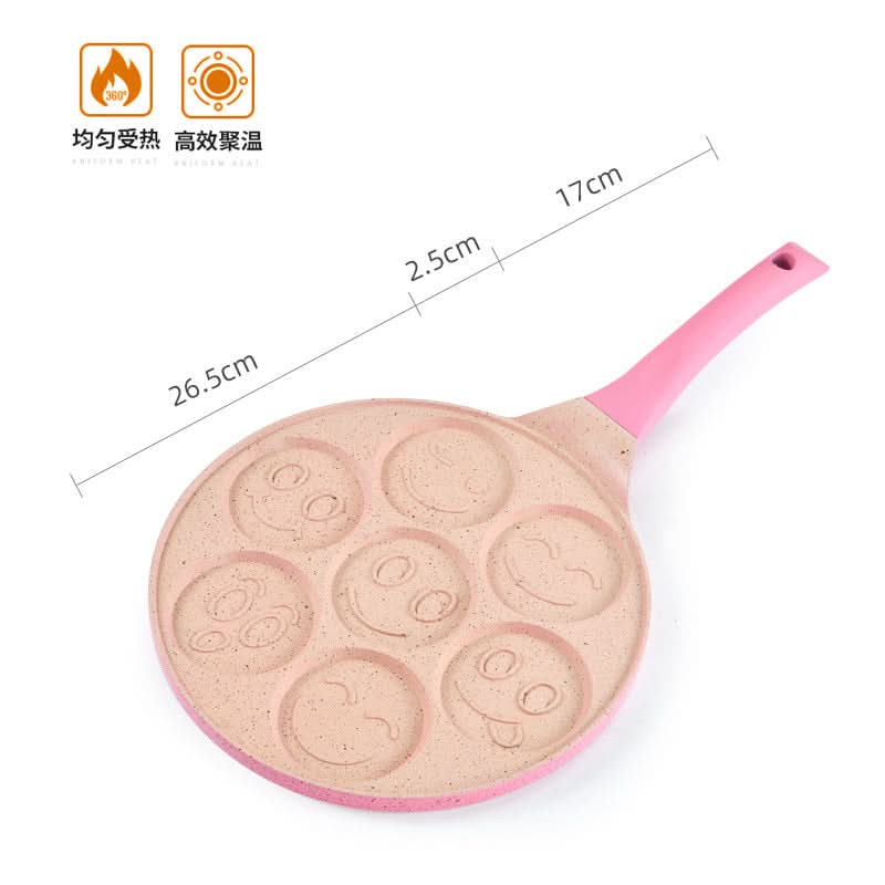 Smiley Face Non-Stick Omelette Frying Pan with 7 Holes