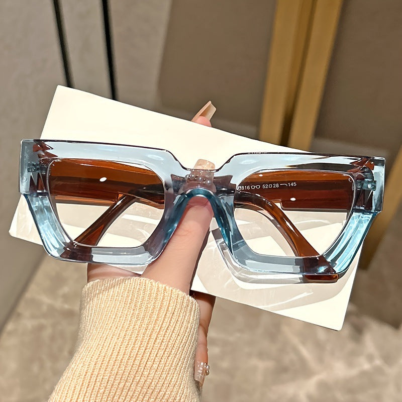 Y2K Square Frame Sunglasses with Thick Rim & Blue Light Protection | Trendy Fashion Glasses