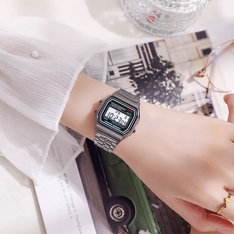 Stylish LED Electronic Watch with Steel Band