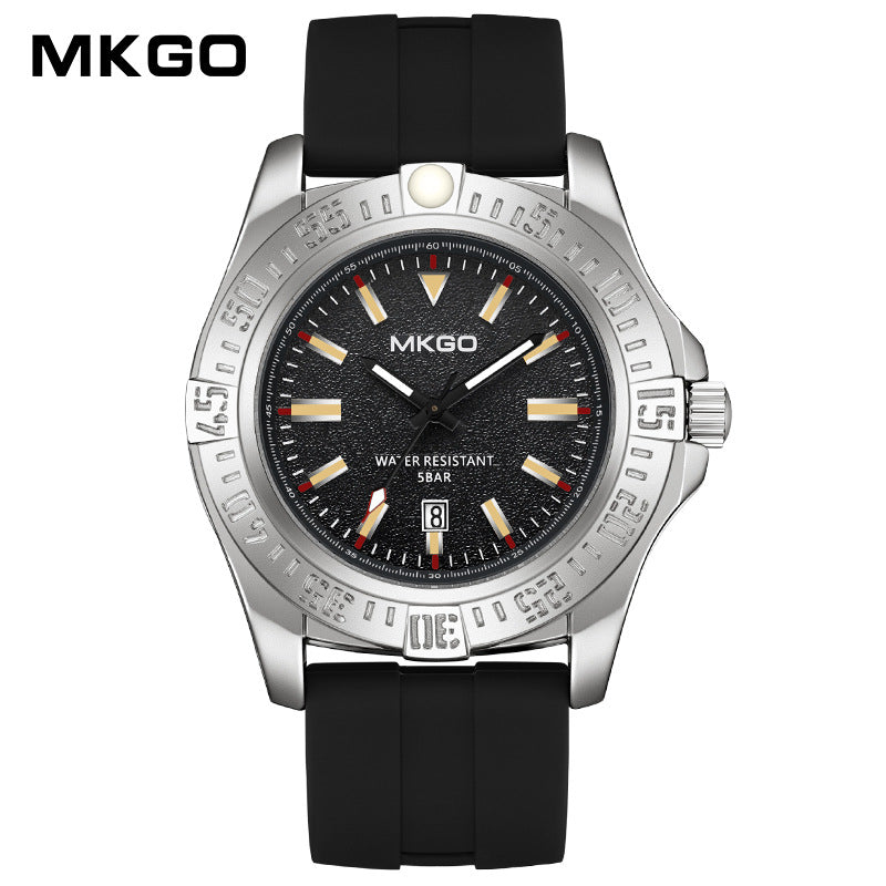 MKGO Men’s Quartz Watch with Calendar – Waterproof Silicone Strap Sport Timepiece