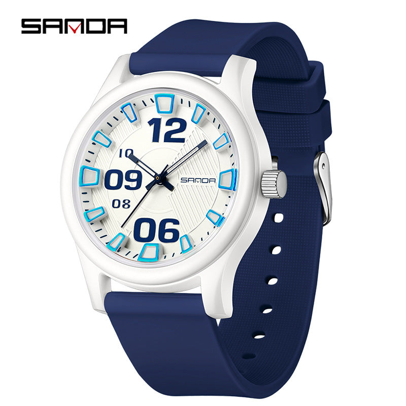 Sanda Kids Quartz Watch – Waterproof Contrast Color Silicone Student Watch