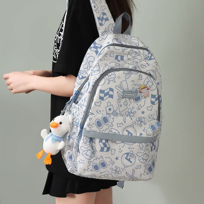 Trendy Graffiti School Backpack – Large-Capacity Bag for High & Junior High Students