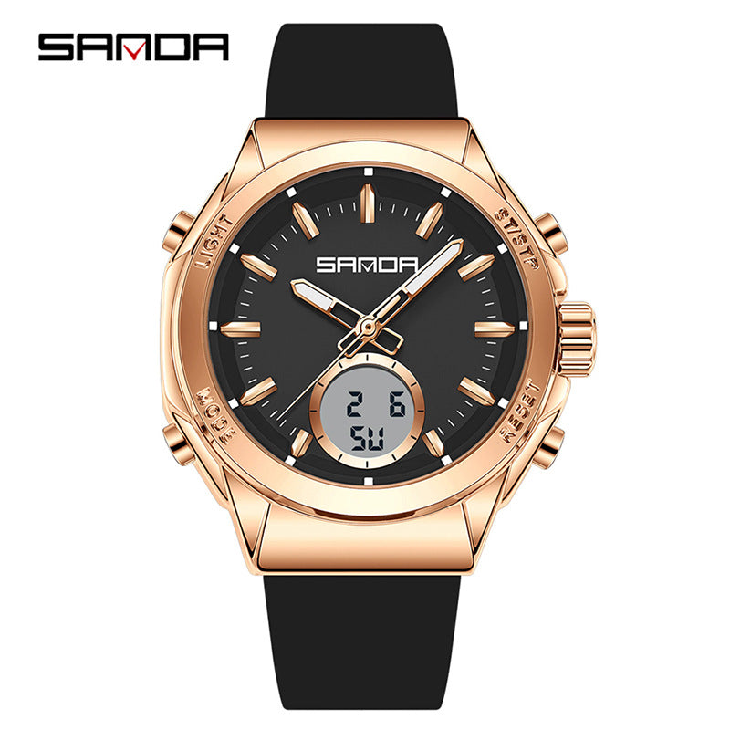 SANDA Youth Dual Display Sports Watch – Waterproof Multifunction Student Watch