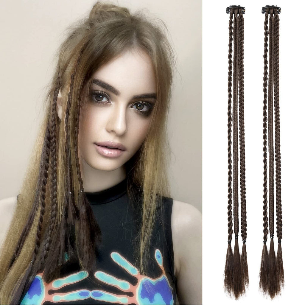 One-Clip Braided Hair Extension for Women – 3-Strand Boxing Braid Wig Piece - 22 inches