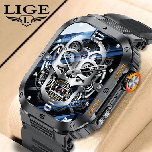 Men’s Square Dial Smartwatch – Heart Rate & Sleep Monitor, Multi-Function Fitness Watch