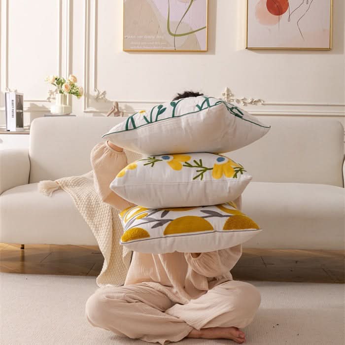 Pastoral Style Embroidered Flower Pillowcase