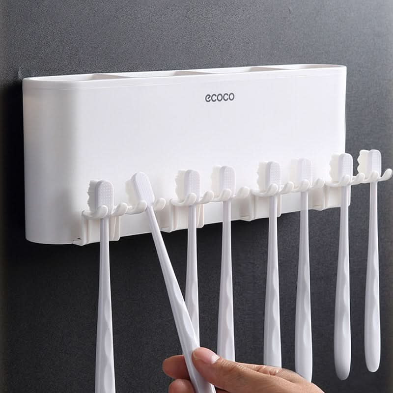 Wall-Mounted Toothbrush & Mouthwash Cup Holder – Punch-Free Storage Rack