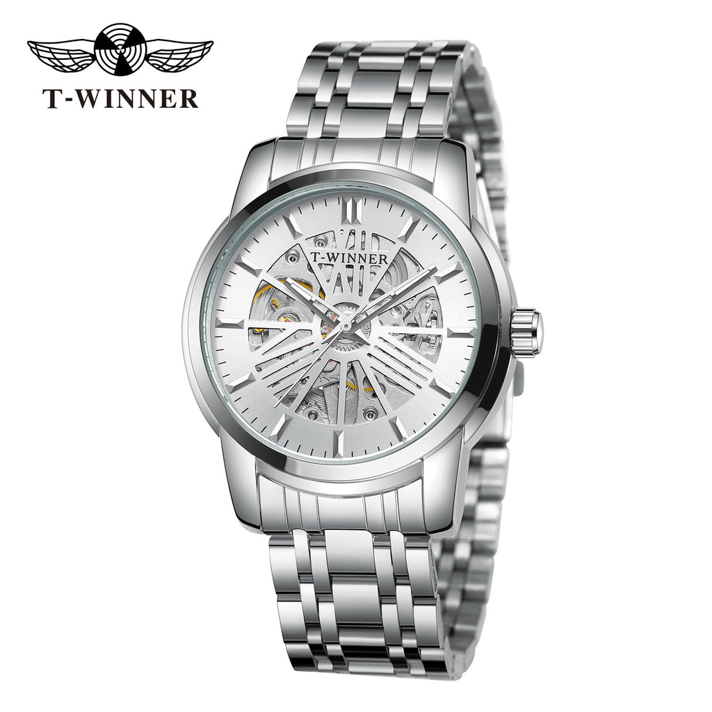 T-Winner Men’s Round Skeleton Automatic Mechanical Watch – 30M Water Resistant