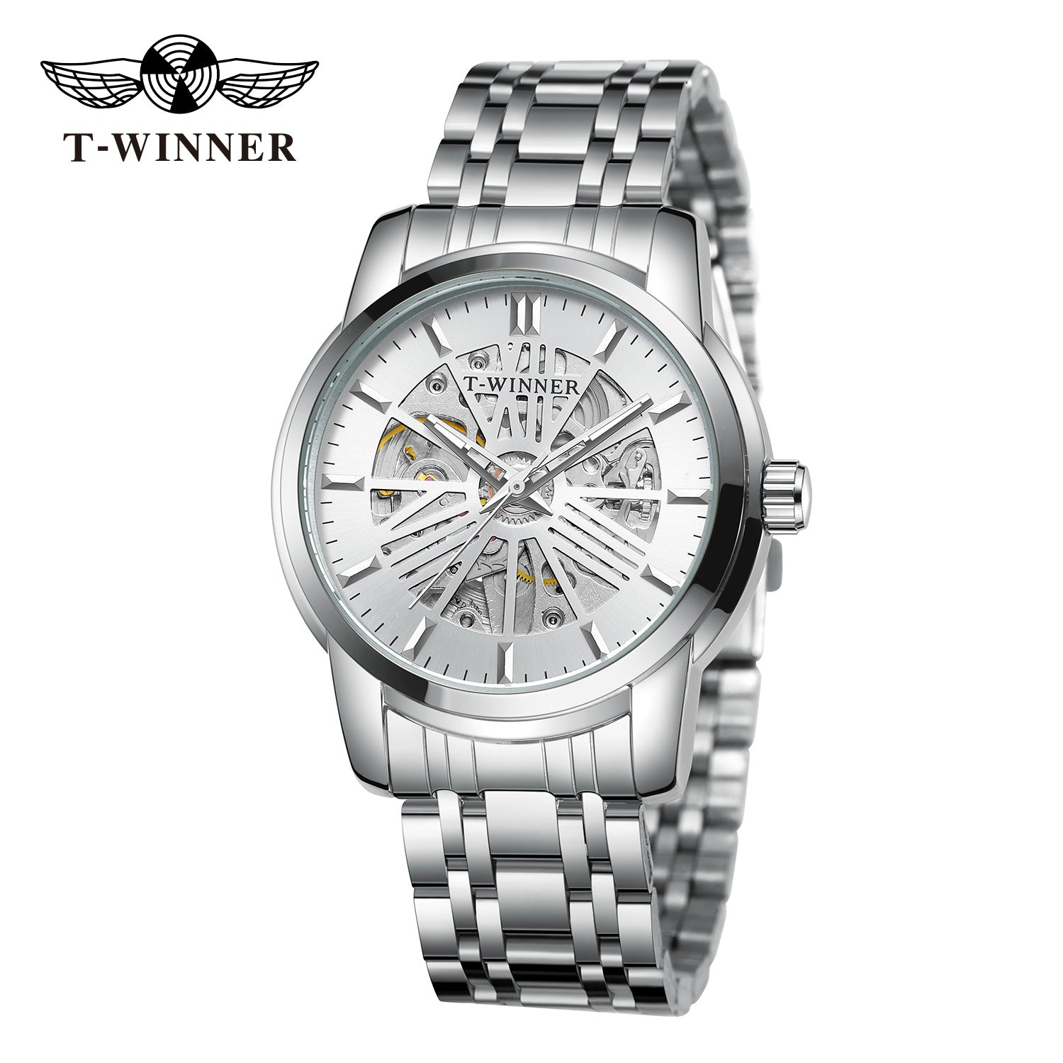 T-Winner Men’s Round Skeleton Automatic Mechanical Watch – 30M Water Resistant