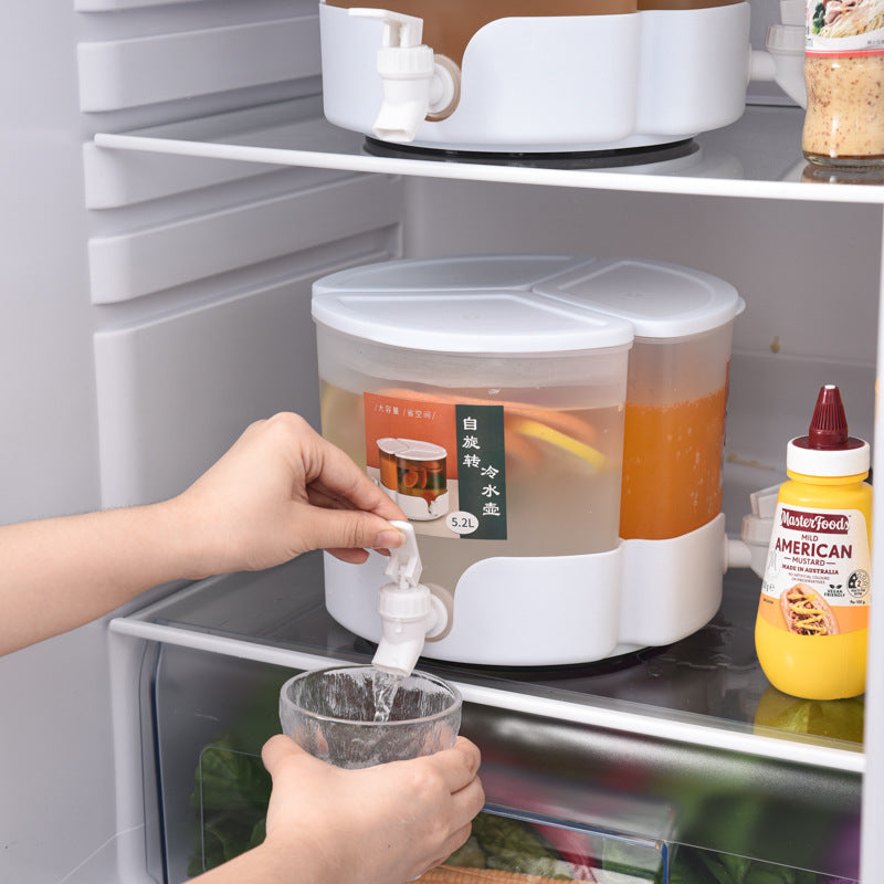5.2L Triple-Compartment Cold Water Kettle with Faucet – Rotating Beverage Dispenser