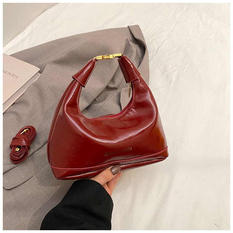 Retro Square Shoulder Handbag for Women – Solid Color PU Crossbody Bag with Zipper Closure