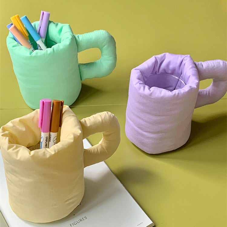 Colorful Fabric Pen Holder & Desk Organizer | Soft Padded Multifunctional Storage Cup (Random Color)