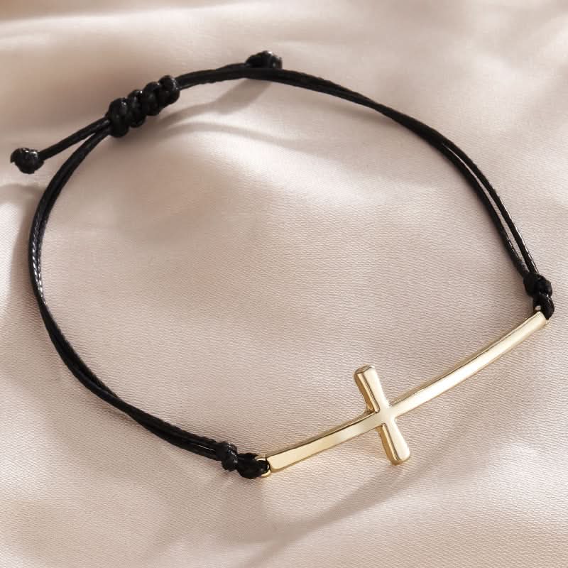Cross Charm Braided Bracelet for Men – Gold Unisex Wristband
