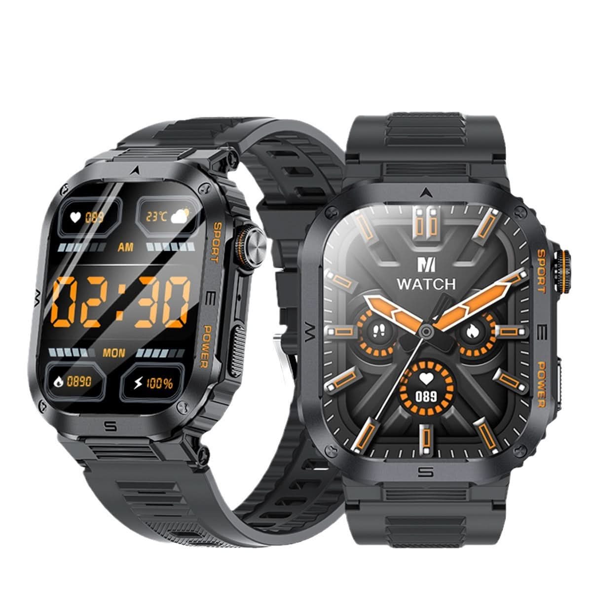 Men’s Square Dial Smartwatch – Heart Rate & Sleep Monitor, Multi-Function Fitness Watch