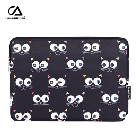 Laptop Sleeve with Cartoon Cat Faces Print – Protective Case for HP & More 11-15 inch