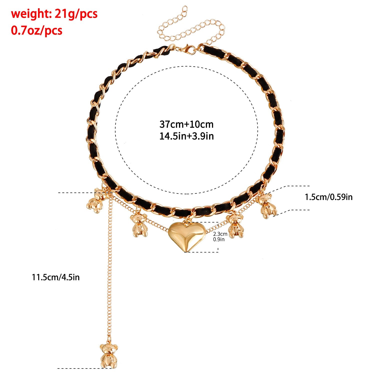 Velvet Bear Pendant Necklace – Fashion Heart Tassel Clavicle Chain for Women