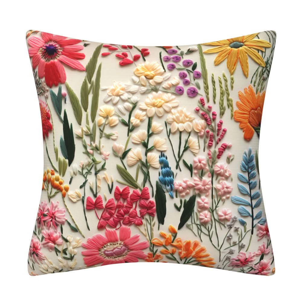 3D Imitation Embroidery Flower Pillow Cover