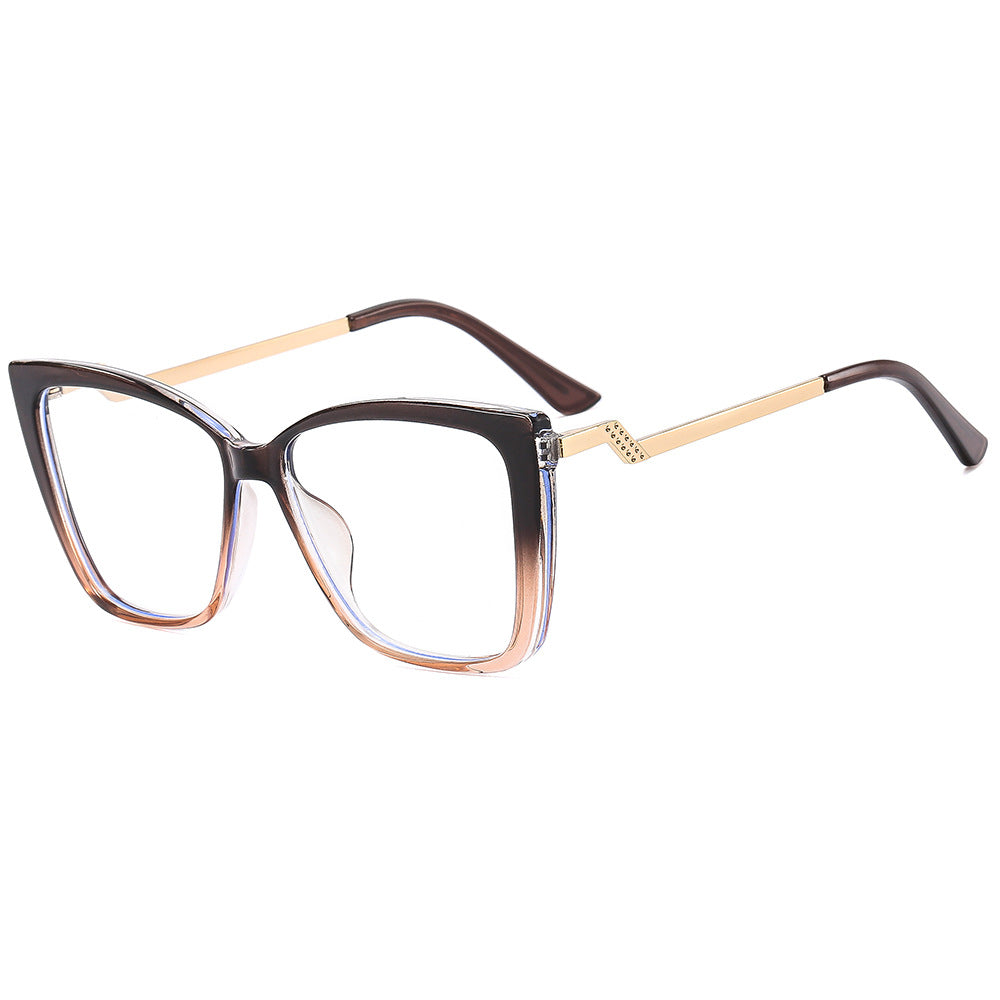 Retro Cat-Eye Anti-Blue Light Glasses – Colorblock Square Frame Eyewear