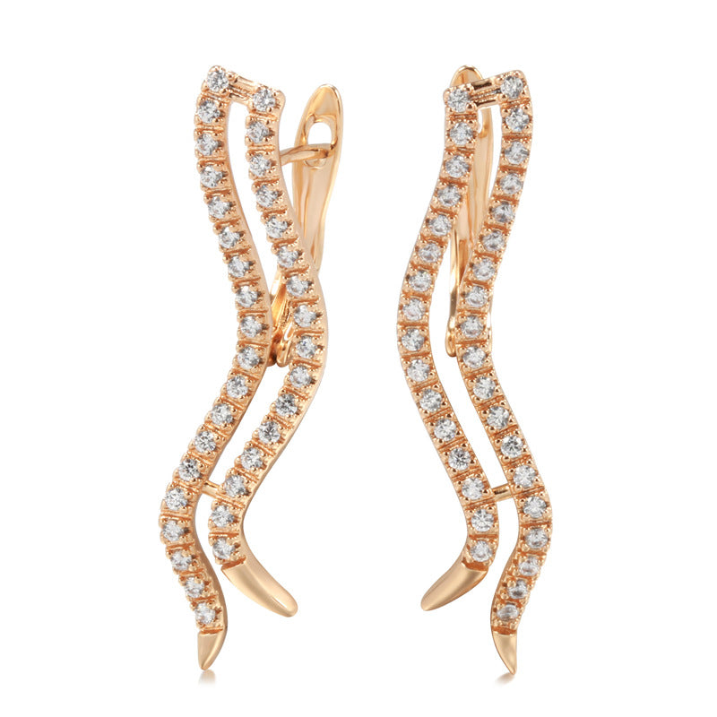 Rose Gold Zircon Earrings – Korean Style Geometric Jewelry
