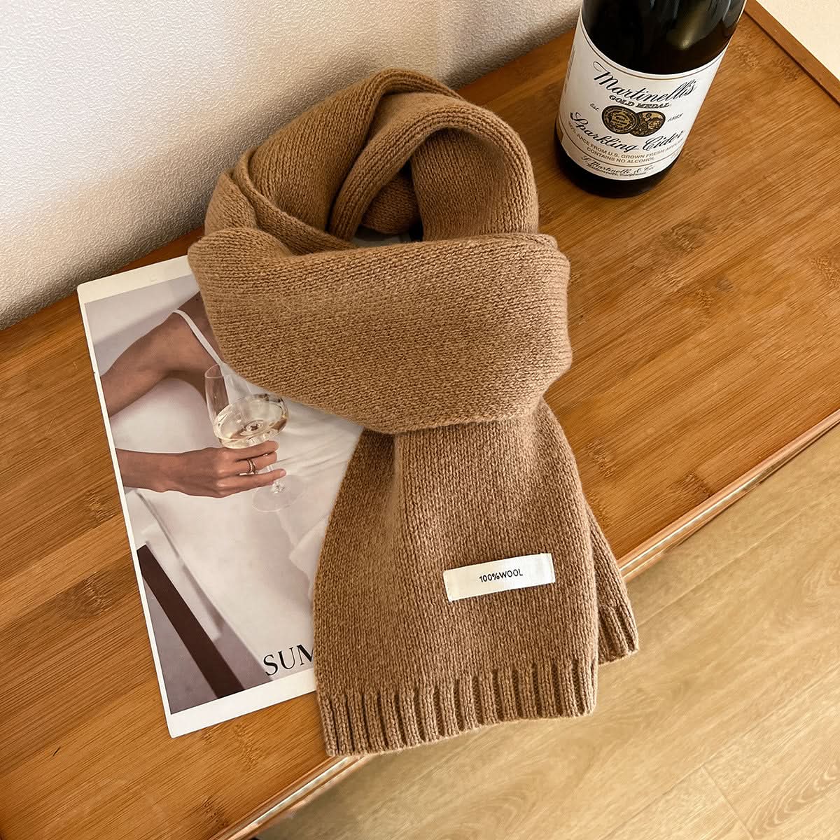 100% Pure Wool Winter Scarf – Solid Color for Adults