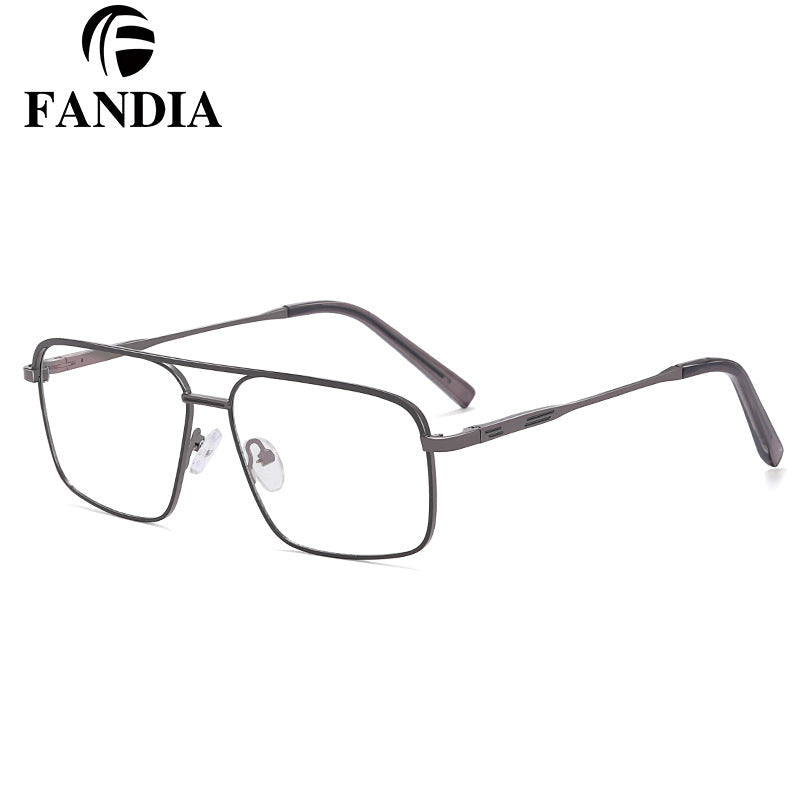 Men’s Double Beam Metal Blue Light Glasses – Business Style Anti-UV Myopia Optical Frames