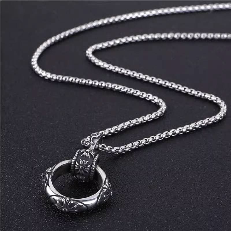 Men’s Retro Kro Flower Pendant Necklace – Cuban Chain