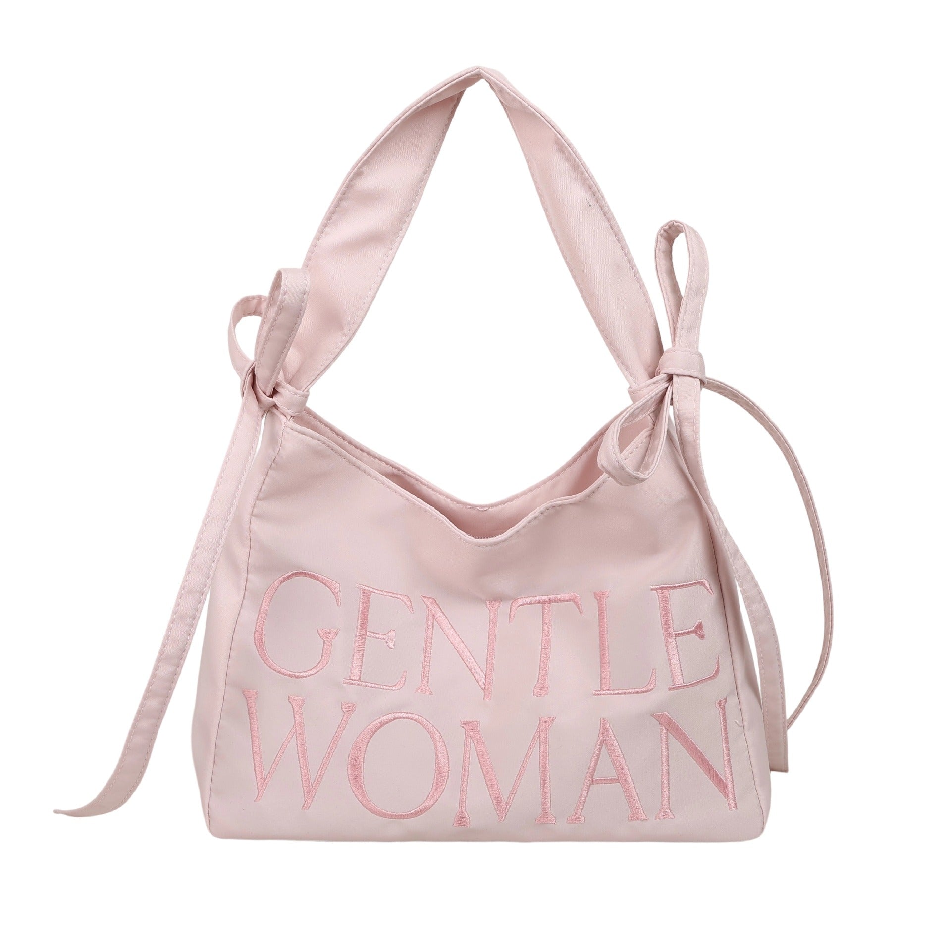 Nylon Bow Underarm Bag – Candy Color Shoulder Handbag with Letter Design