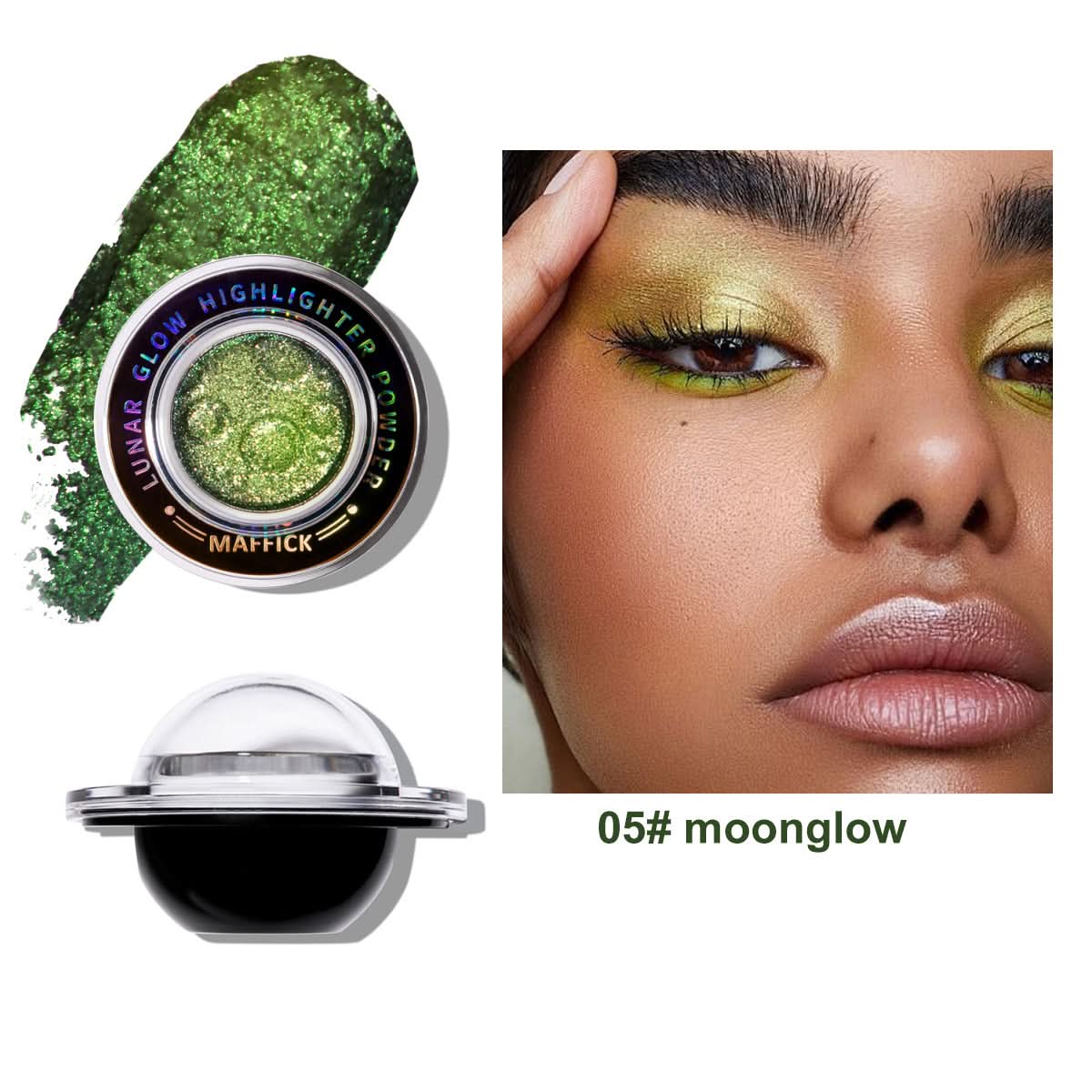 Maffick Planet Highlight Powder –Fine Flash Highlighter, Natural Body & Face Brightener