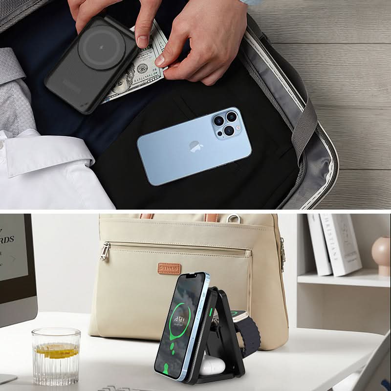3-in-1 Folding Magnetic Wireless Charger – Fast Charging Station