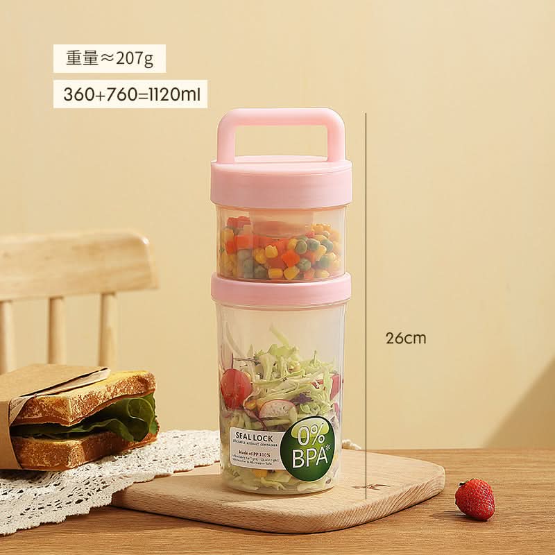 Portable Yogurt & Snack Double-Layer Oatmeal & Salad Cup - 920-1120ml