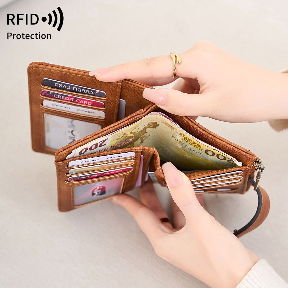 Women's RFID Blocking PU Leather Tri-Fold Wallet – Multi-Card