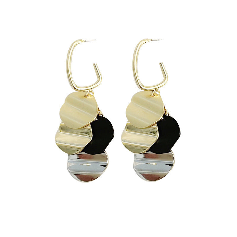 Retro Tassel Drop Earrings for Women – Geometric Metal Design