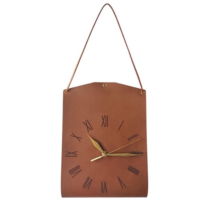 Retro PU Leather Wall Clock Decor