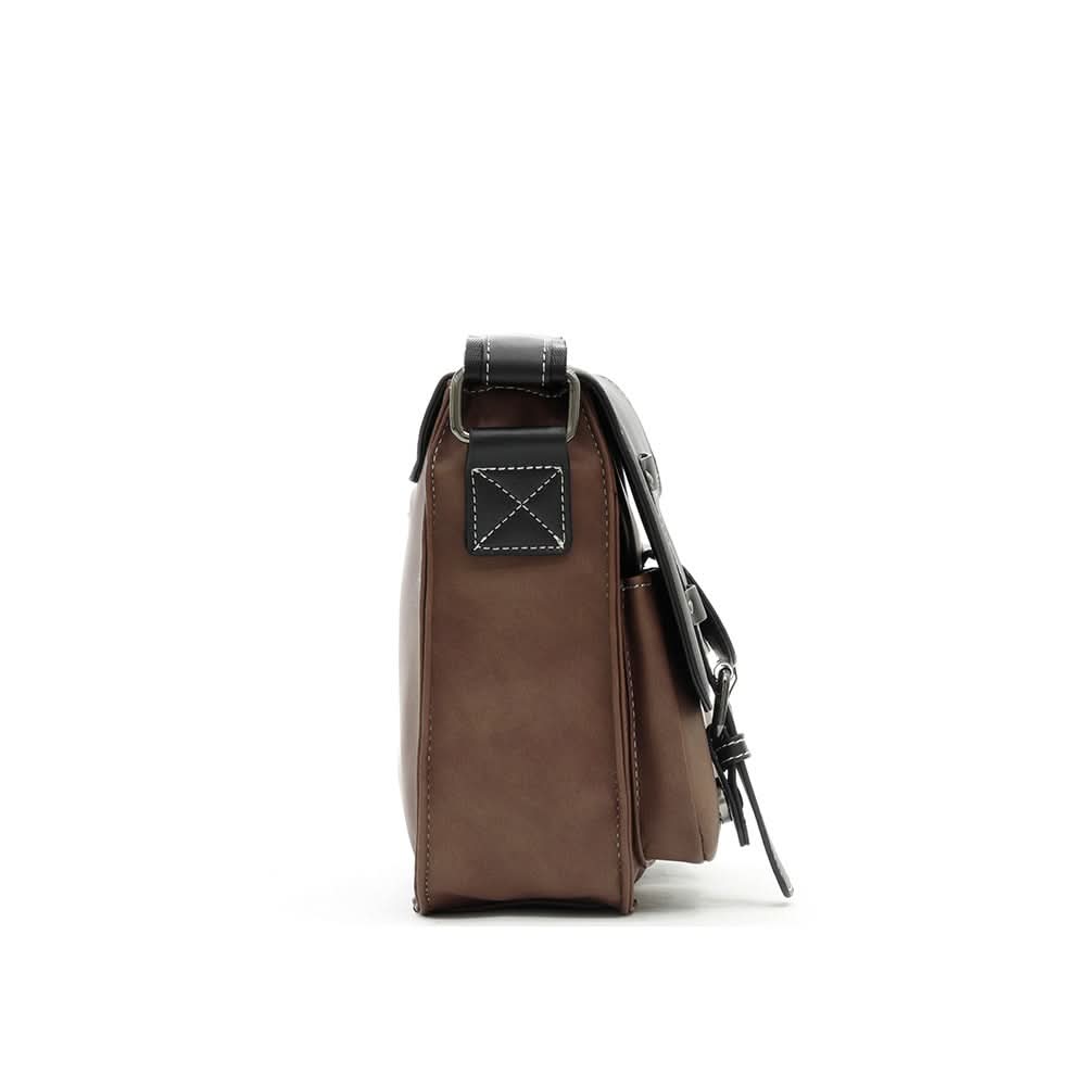 Men's Frosted PU Leather Shoulder Bag – Multi-Pocket