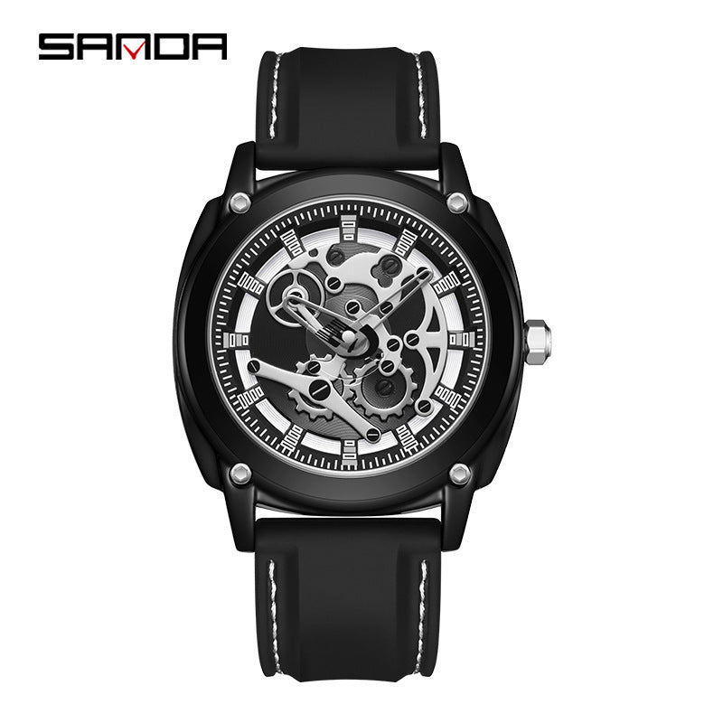 Sanda Men’s Outdoor Quartz Watch – Silicone Strap, Waterproof Shockproof Sports Watch