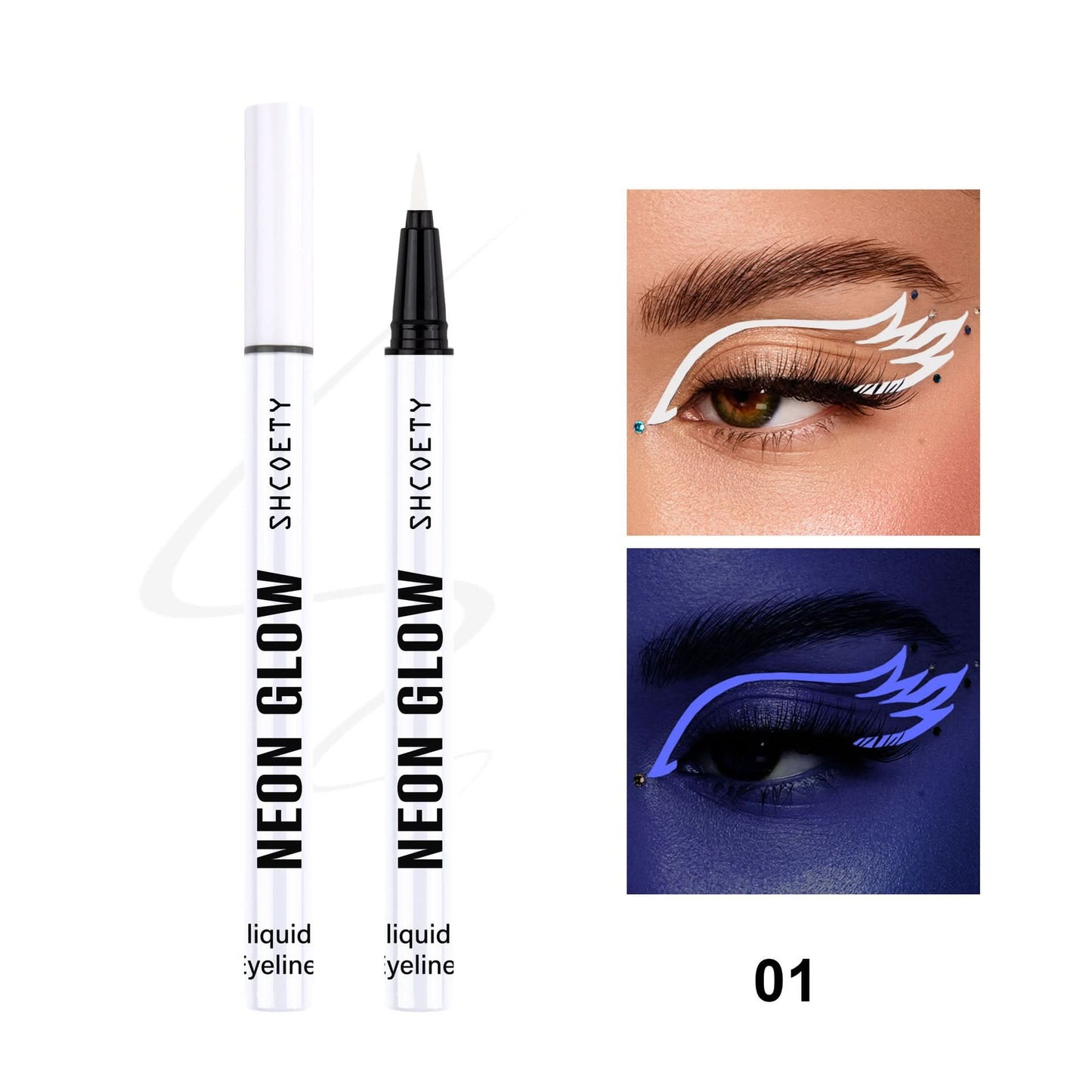 SHCOETY 8-Color Fluorescent Liquid Eyeliner – Glow-in-the-Dark, Waterproof