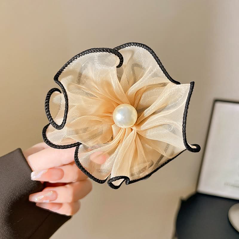 Set of 3 Women’s Flower Bud Hair Clips – Elegant Mesh Bun & Bead Shark Clips for Half-Up Hairstyles