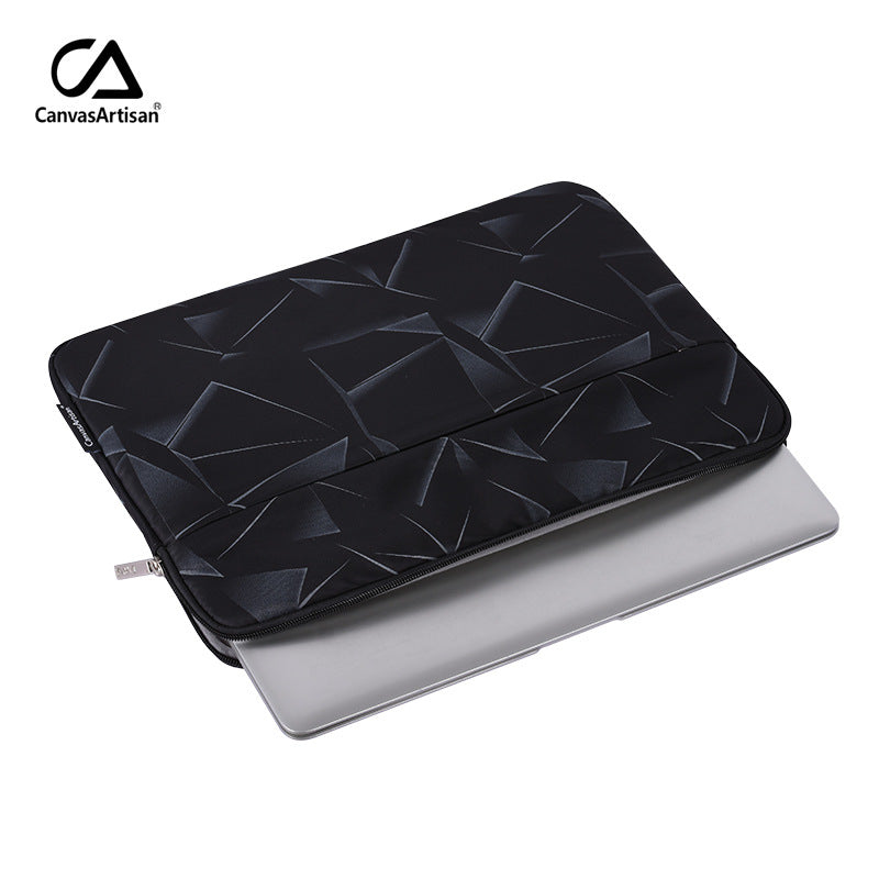 Black Graphical Shadow Printed Laptop Sleeve Case – Shock-Resistant, Waterproof, Fits 11"–15" Devices