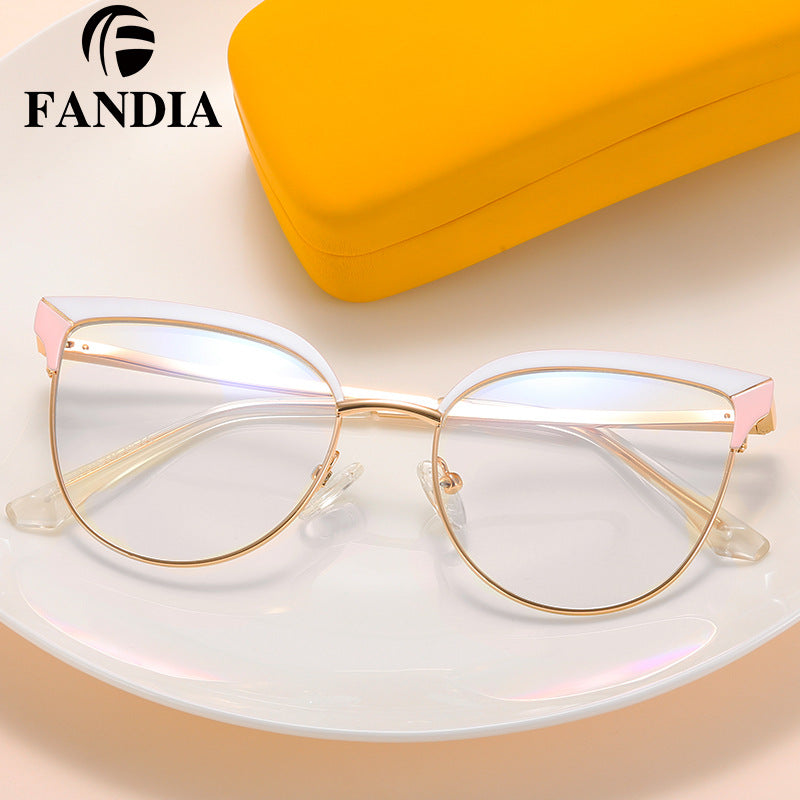Women's Metal Butterfly Glasses Frame – Anti-Blue Light, Myopia-Ready Eyewear