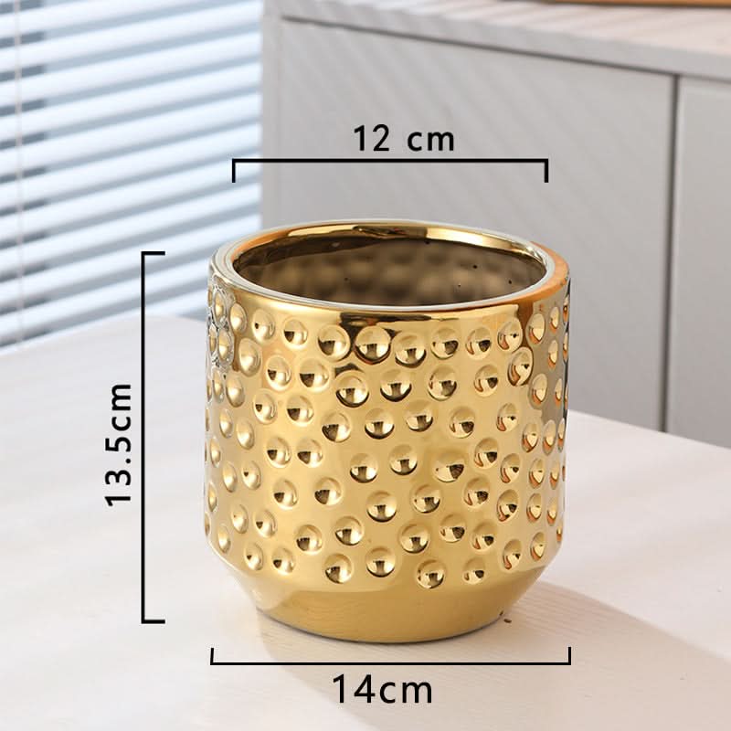 Elegant Golden Ceramic Phalaenopsis Orchid Pot