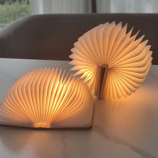 Wooden LED Folding Book Lamp – Night Light