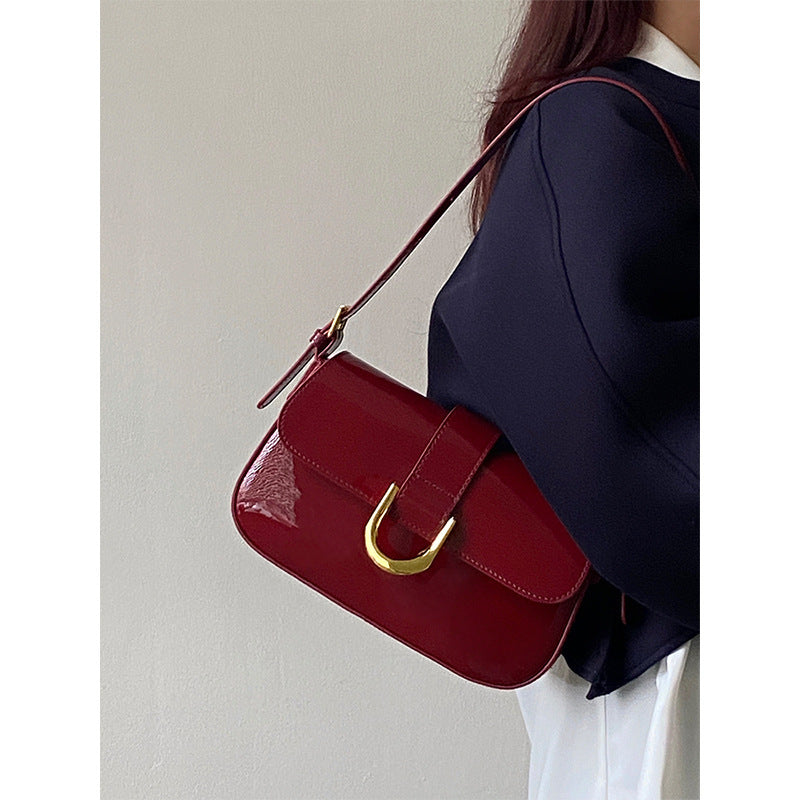 Women's Small Shoulder Bag – Retro Handbag with Horseshoe Buckle, Street Style Crossbody